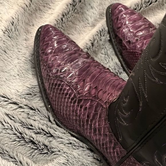 Exotic Purple Python Cowboy Boots - Picture 2 of 6